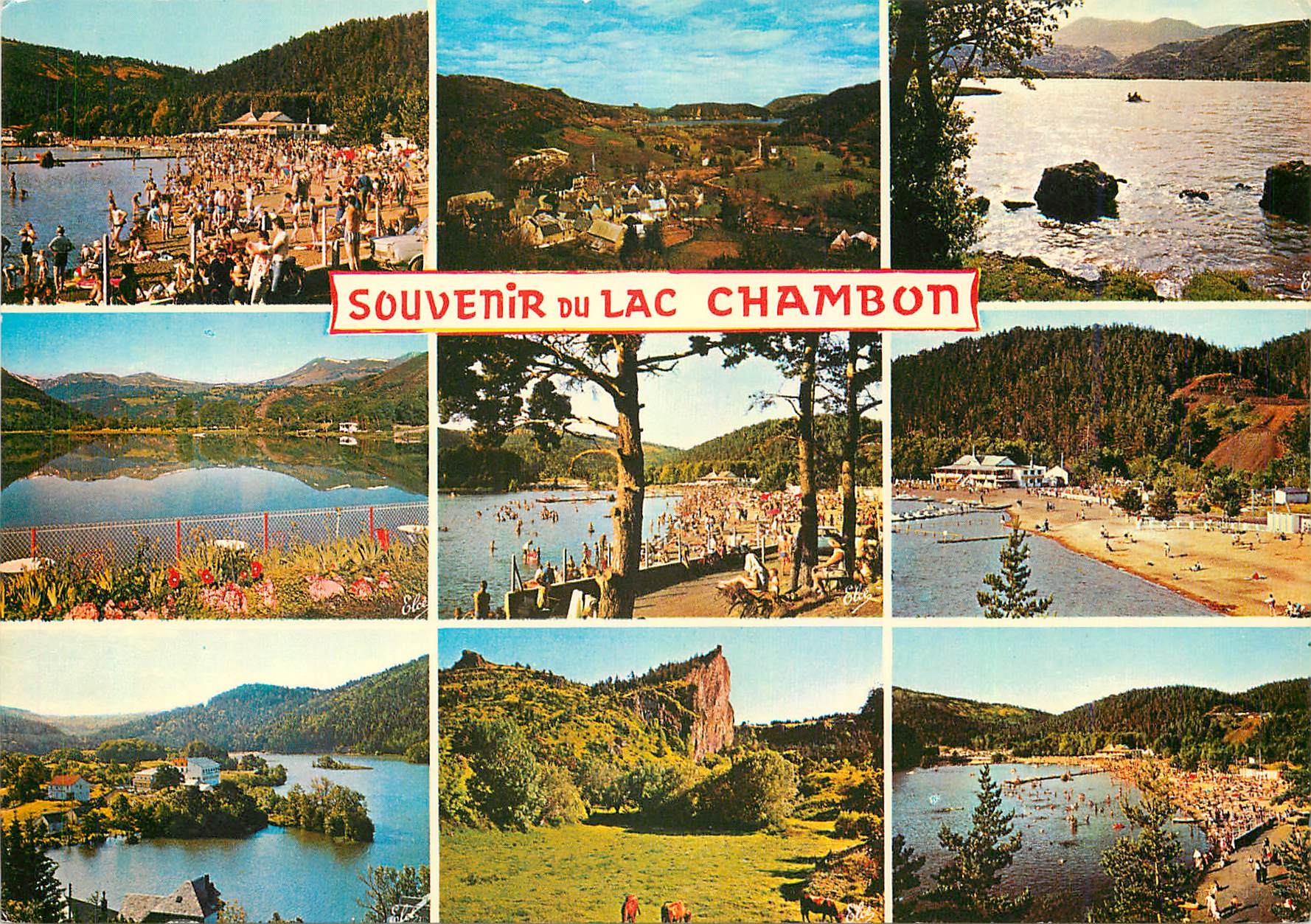 CPM Lac Chambon de Gauche a droite la plage vue generale
