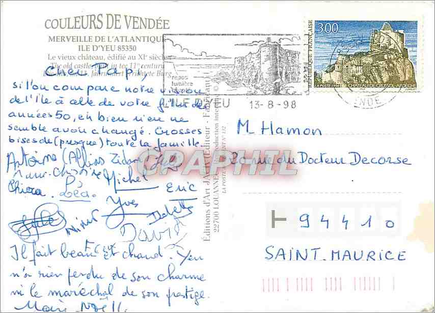 CPM Couleurs de Vendee Merveille de l'Atlantique Ile d'Yeu Le vieux chateau — Back