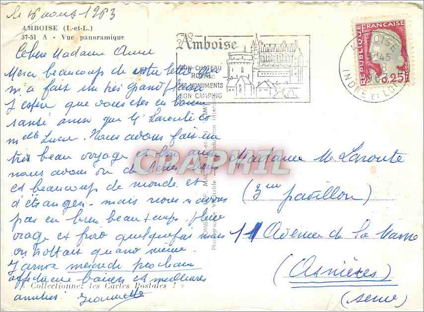 CPM Amboise (I et L) vue panoramique — Rückseite