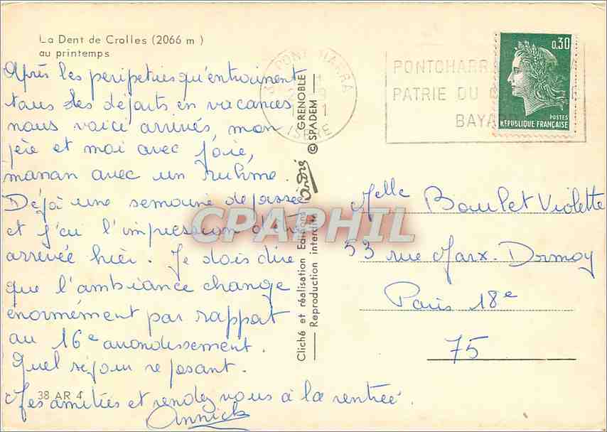 La Dent de Crolles (2066 m) — au printemps — CPAPHIL — Verso