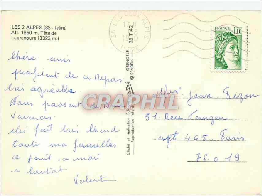 Les 2 Alpes — vue panoramique — éditeur PADEM — Verso