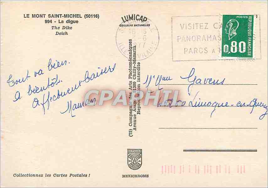 CPM Le Mont Saint Michel La digue — Verso