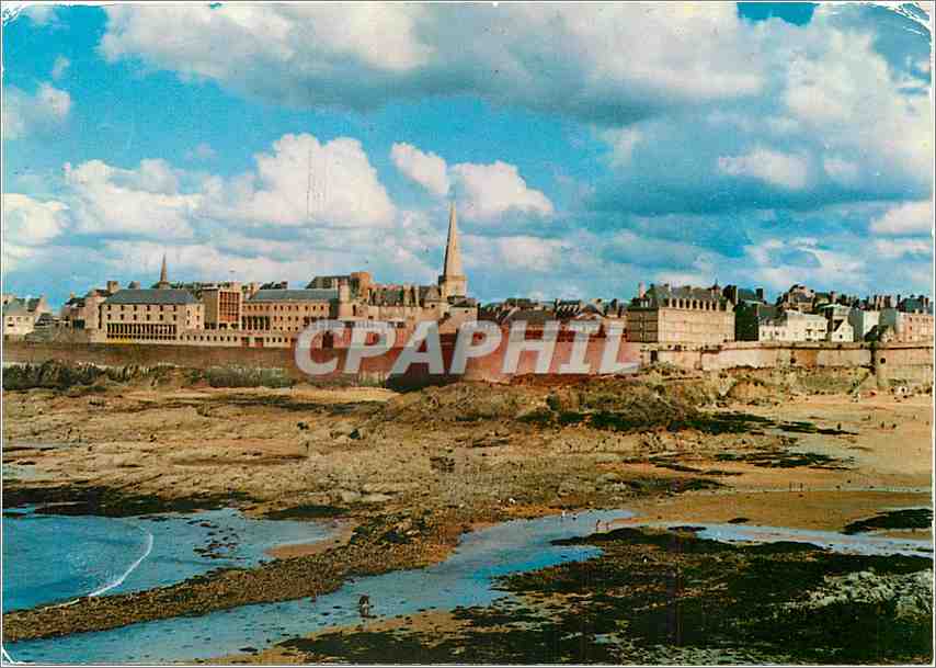 Saint-Malo - Cité Corsaire — Vue du Grand Bé : les Remparts, l'École Nationale de la Marine — Édition M. Guérin
