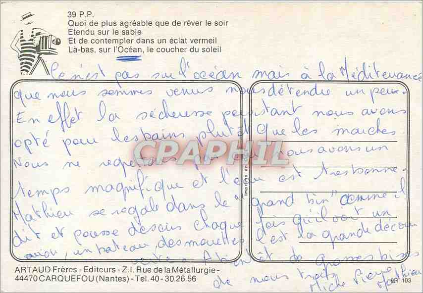 CPM Quoi de plus agreable que de rever le soir Etendu sur le Sable — Rückseite
