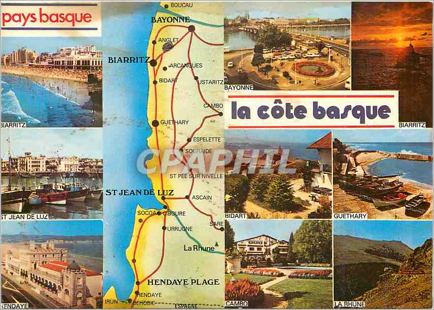 CPM La Cote Basque Biarritz St Jean de Luz Hendaye Bayonne Bidart Guethary Cambo La Rhune