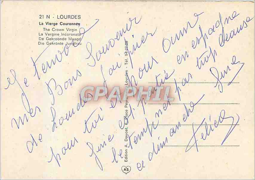 CPM Lourdes La Vierge Couronnee — Verso