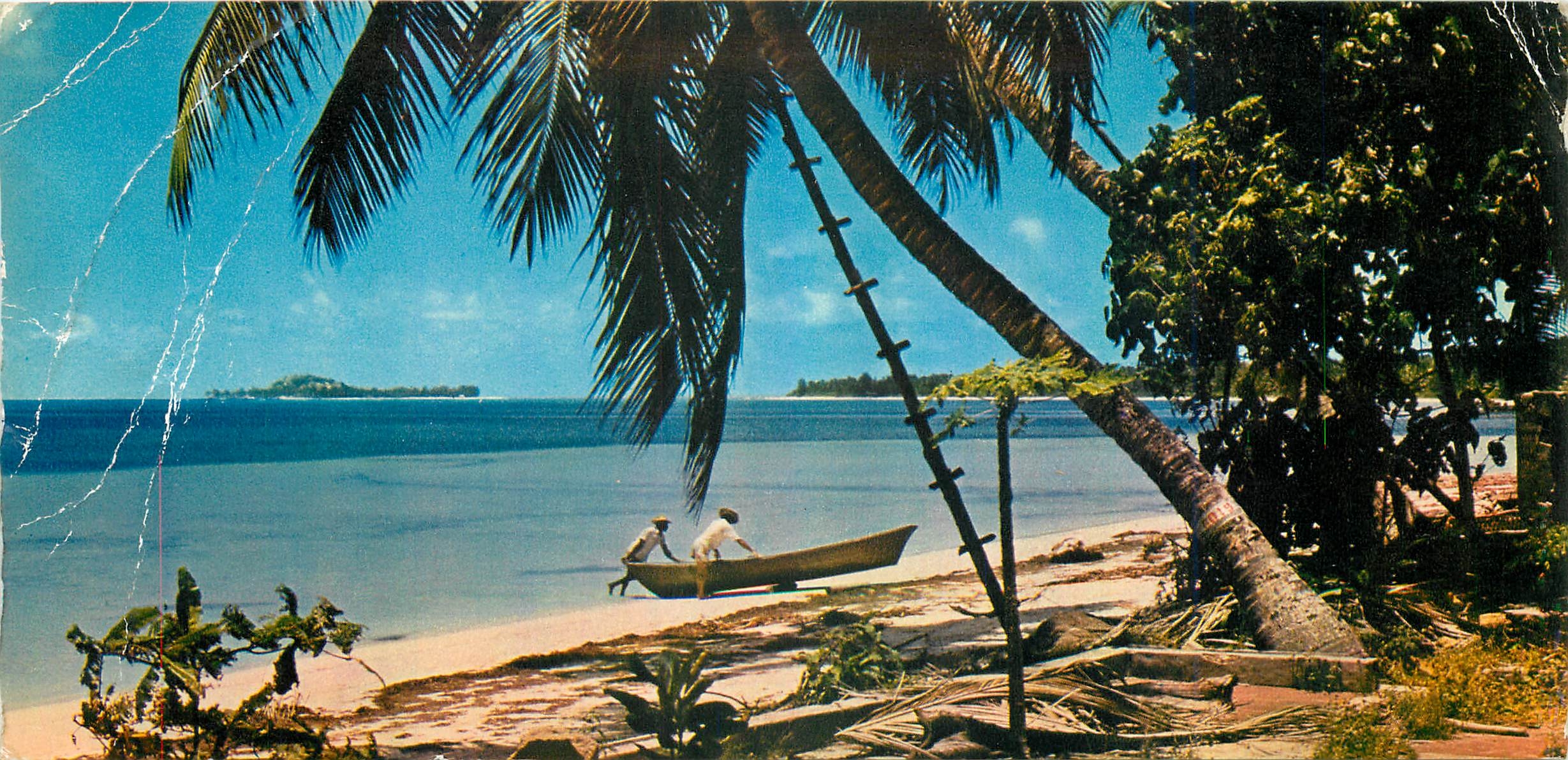 CPM Seychelles Islands Prastin au large se dessine l'Isle Cousin