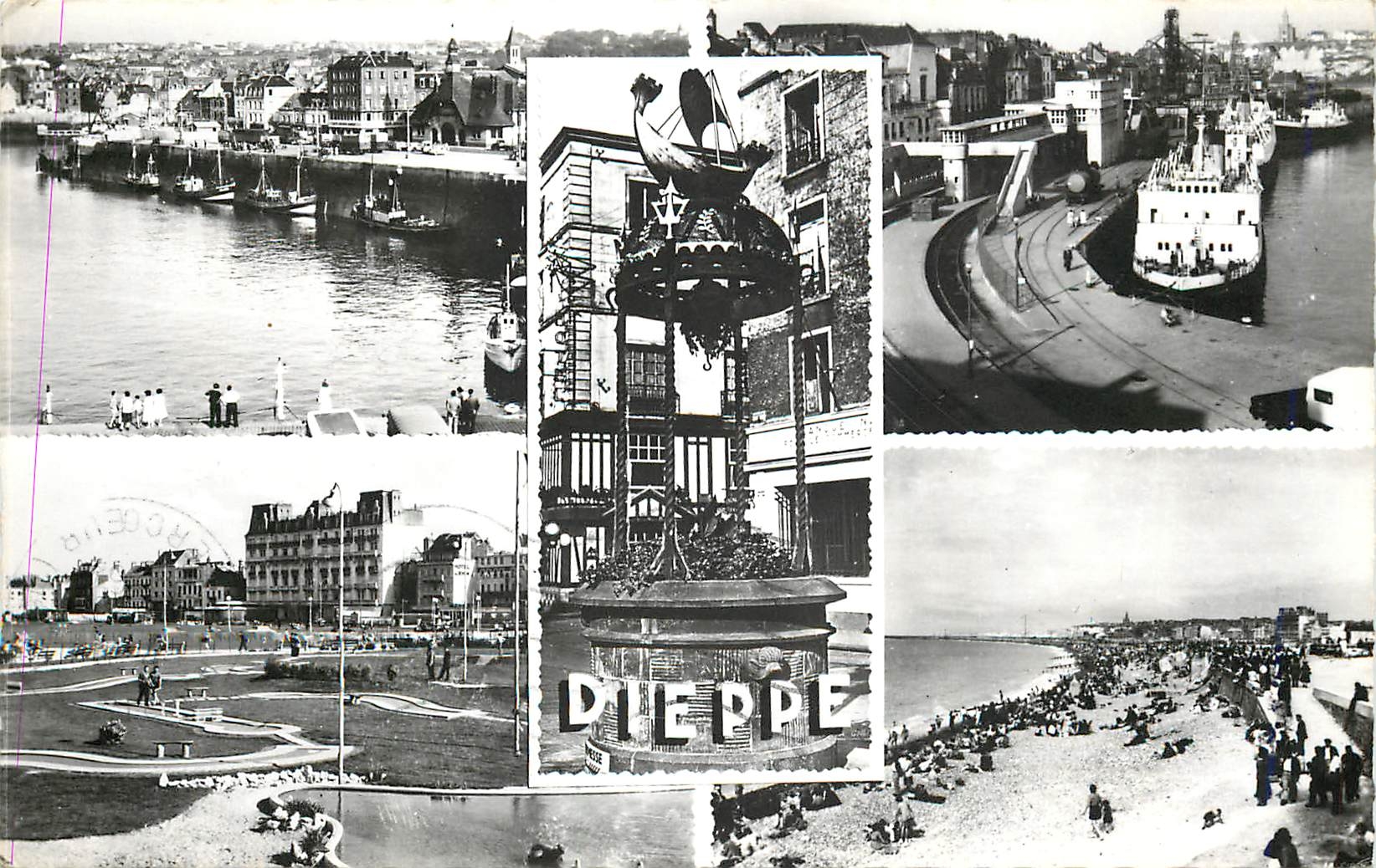 CPM Dieppe (Seine Mar) Le Pollet Le golf miniature et les hotels la gare maritime vue de la plage le