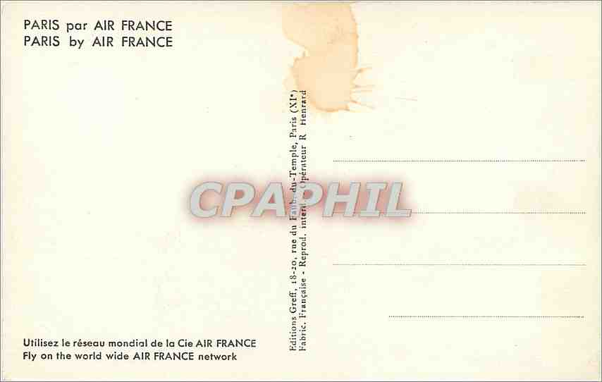 CPM Paris par Air France — Rückseite