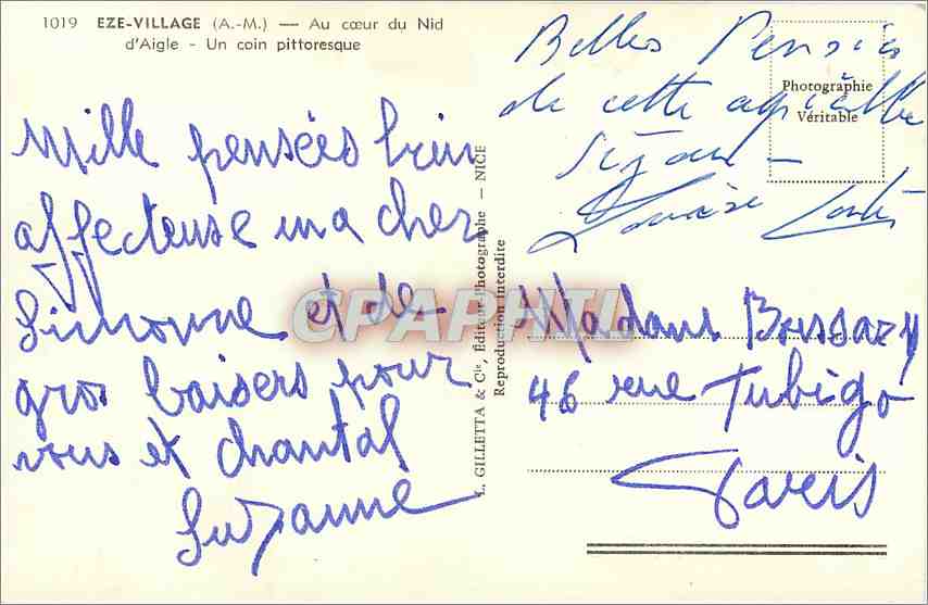 CPM Eze village (A M) Au coeur du Nid d'Aigle un coin pittoresque — Rückseite