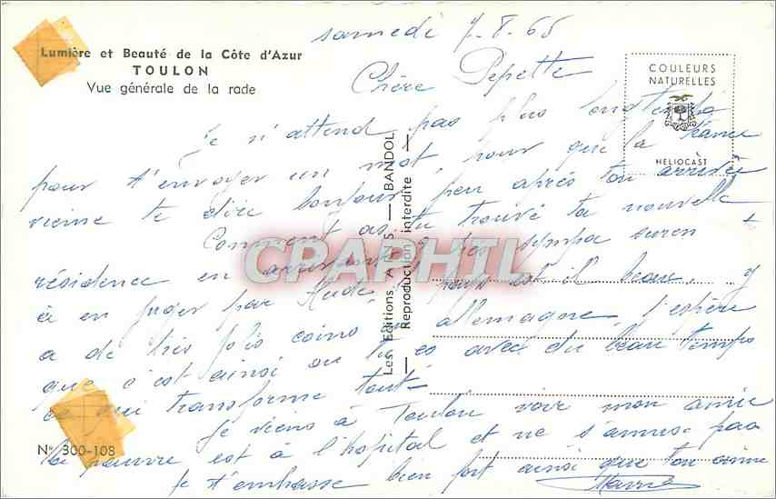 CPM Lumiere et Beuate de la Cote d'Azur Toulon Vue generale de la rade — Verso