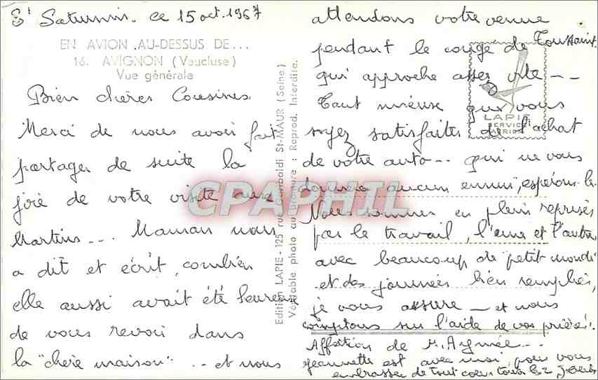 CPM En avion au dessus de Avignon (Vaucluse) Vue generale — Rückseite