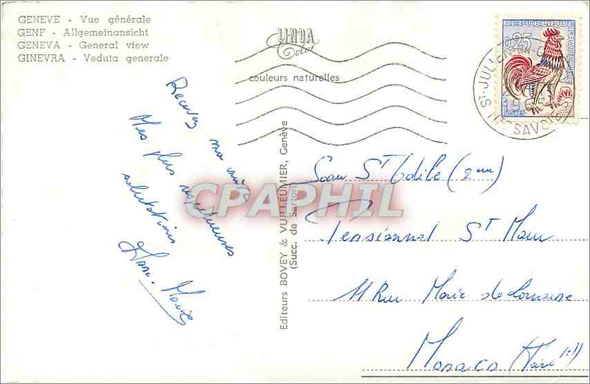 CPM Geneve vue generale — Verso