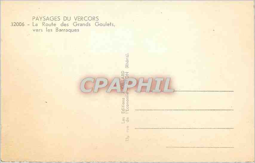 CPM Paysages du Vercors la route des Grand Goulets vers les Barraques — Rückseite