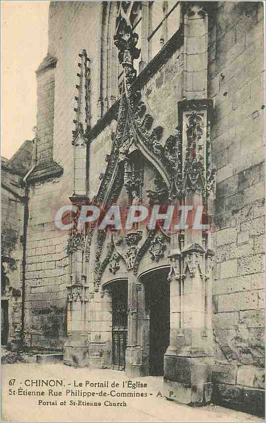 CPa Chinon le portail de l'Eglise St Etiennne Rue Philippe de Commines