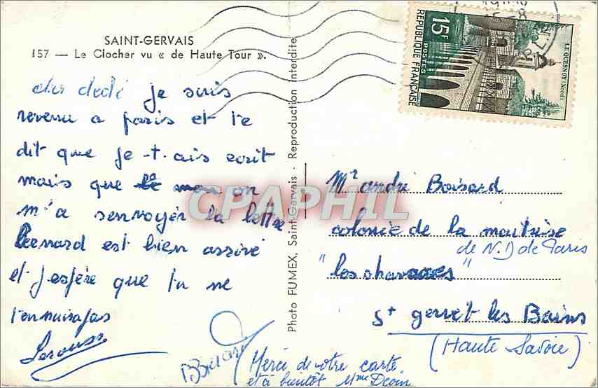 Saint-Gervais — Le Clocher vu « de Haute Tour » — Flard — Back