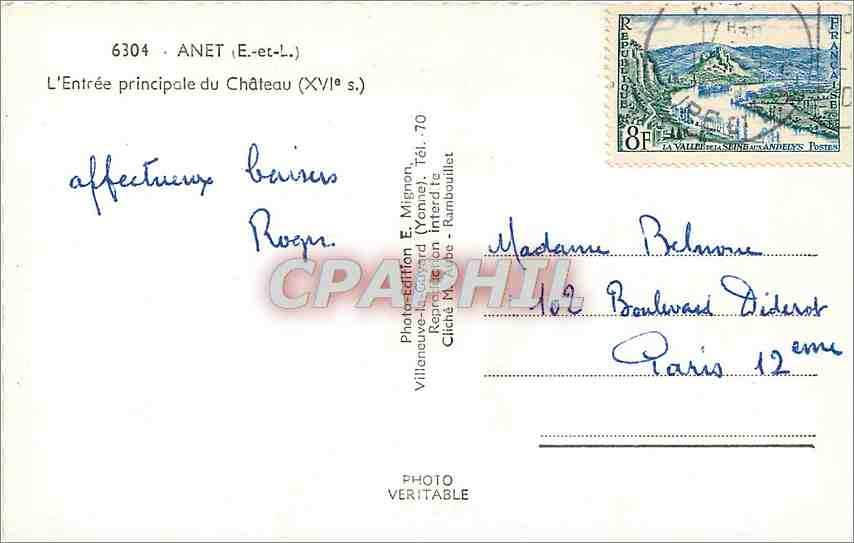 CPM Anet (E et L) L'Entree principale du chateau (XVIe s) — Rückseite