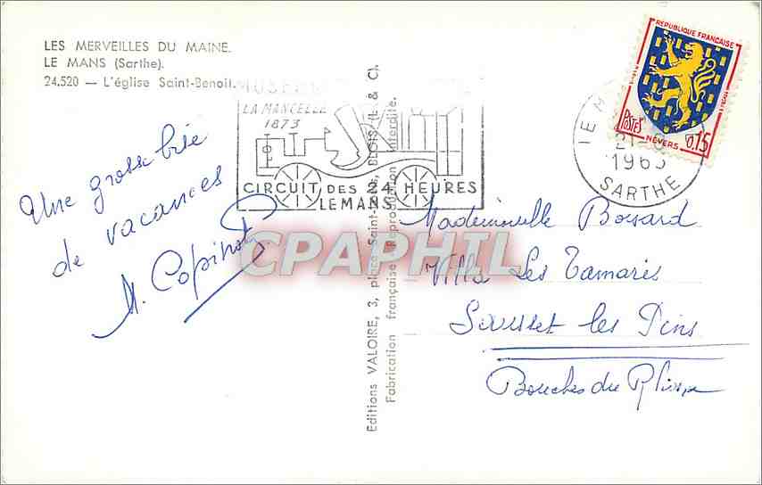 CPM Les Merveilles du Maine Le Mans (Sarthe) L'eglise Saint Benoit — Rückseite