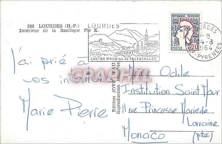 CPM Lourdes (H P) Interieur de la Basilique Pie — Verso
