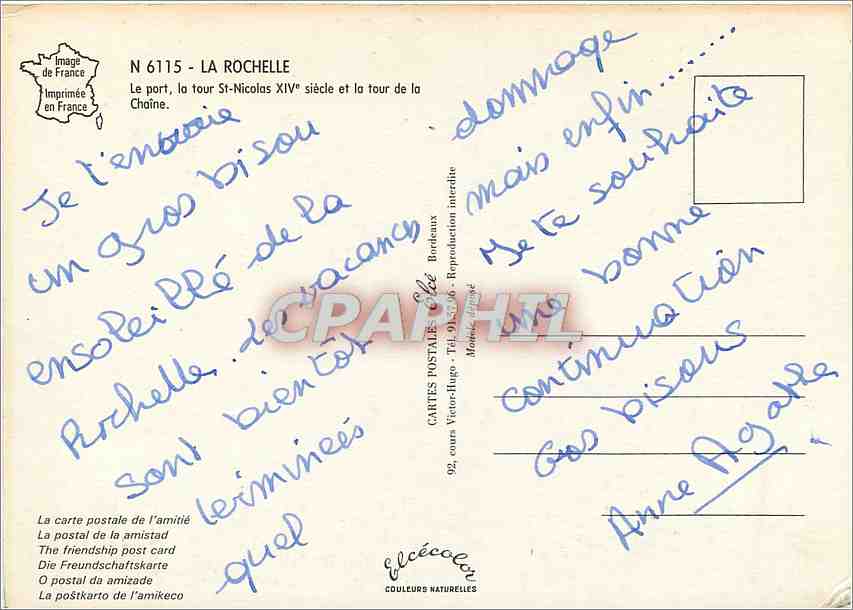 La Rochelle, ville historique — CPAPHIL, n° 6115 — Verso