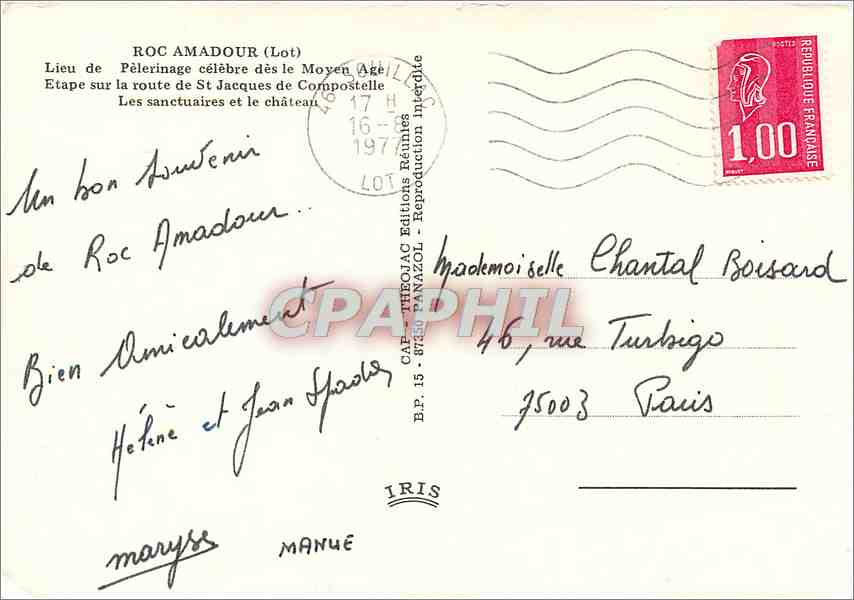 CPM Rocamadour Lieu dePelerinage celebre des le Moyen Age — Rückseite