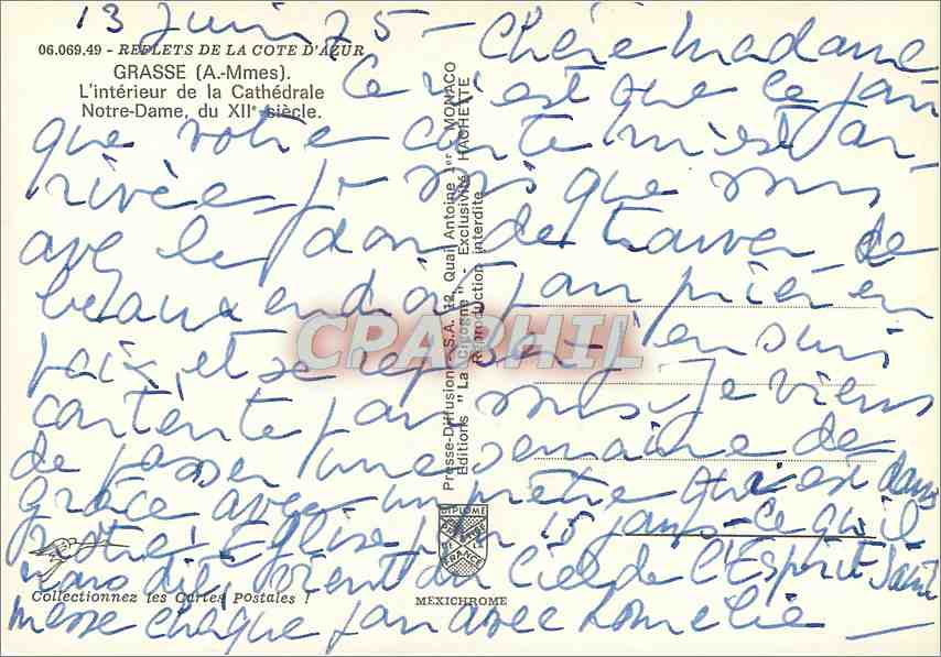 CPM Reflets de la Cote d'Azur Grasse (A Mmes) L'interieur de la cathedrale Notre Dame du XIIe s — Rückseite