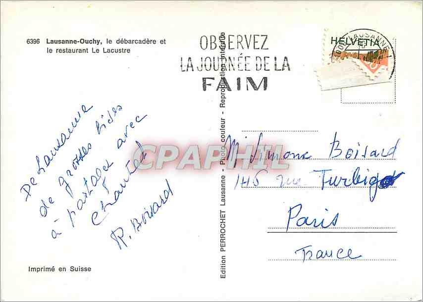 CPM Lausanne Ouchy Le debarcadere le retaurant le Lacustre — Rückseite