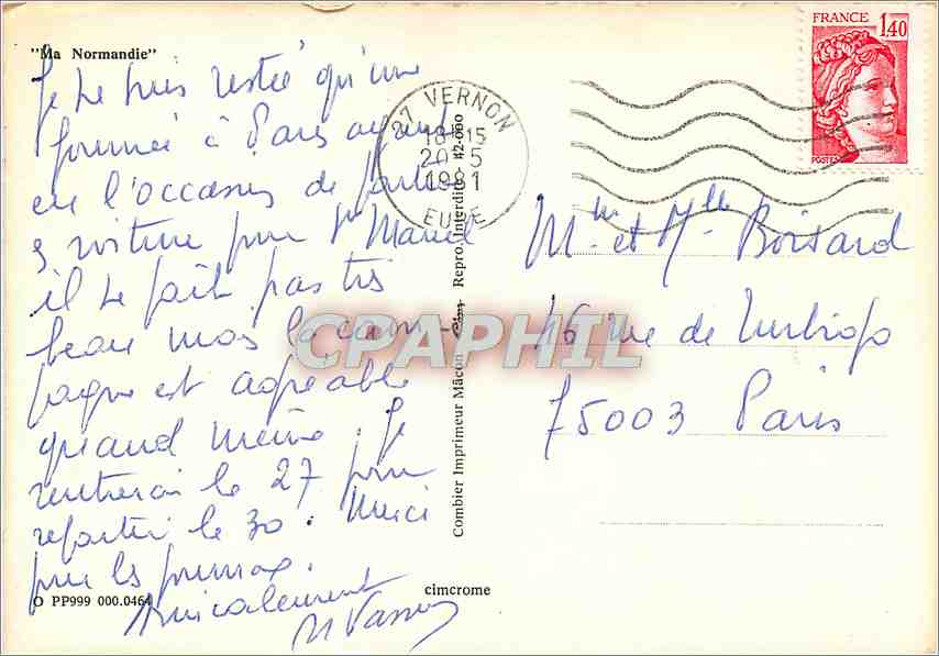 CPM Ma Normandie — Rückseite