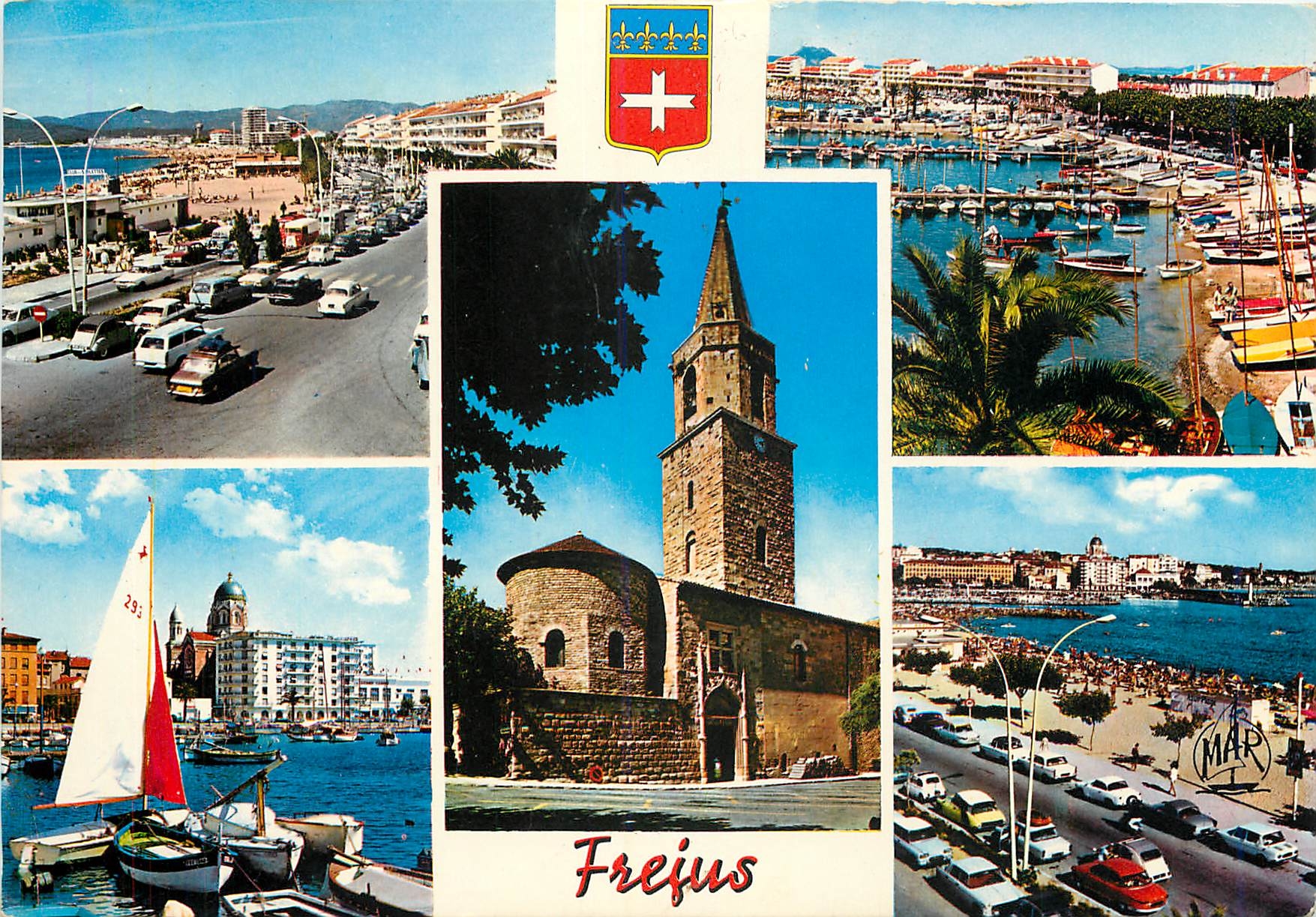 CPM La Cote d'Azur Frejus Le Boulevard de la Liberation Le Port et Frajus Plage le Port