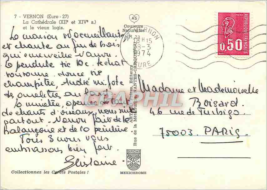 CPM Vernon (Eure) La cathedrale (XII et XIVe s) et le vieux logis — Rückseite