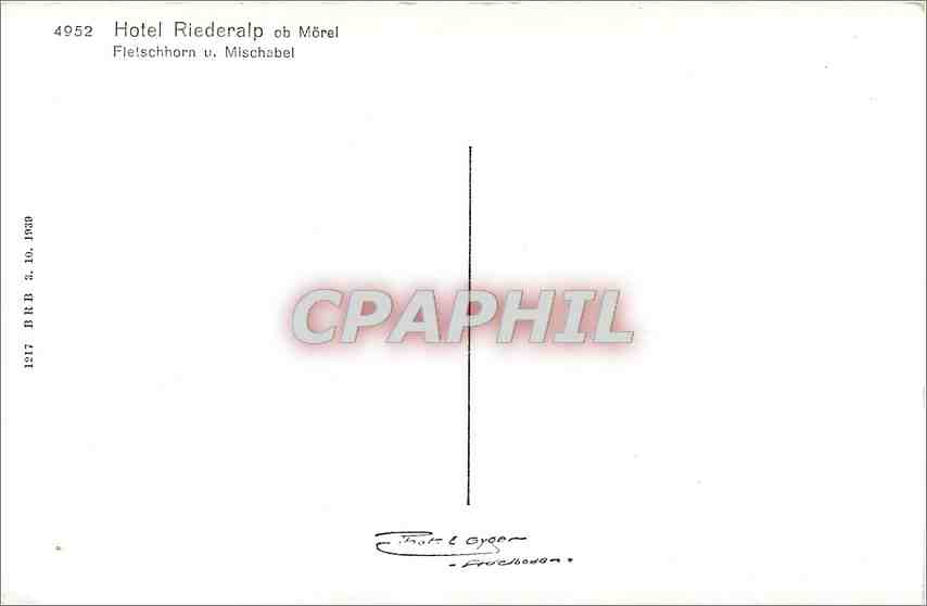 CPM Hotel Riederalp ob Morel Fletshhorn u Mischabel — Rückseite