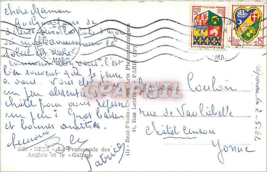 CPM Nice la Promenade des Anglais et le Gallus — Rückseite