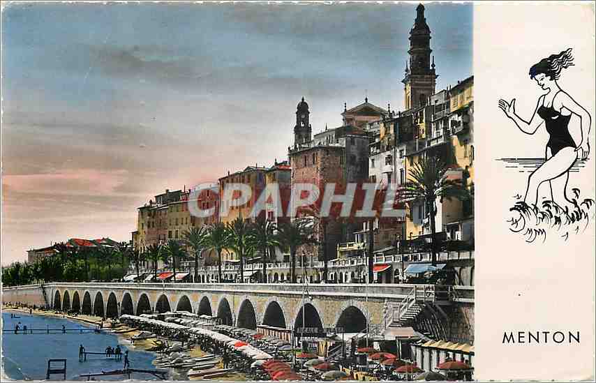 CPM Menton La Vieille Ville et la Plage des Sablettes