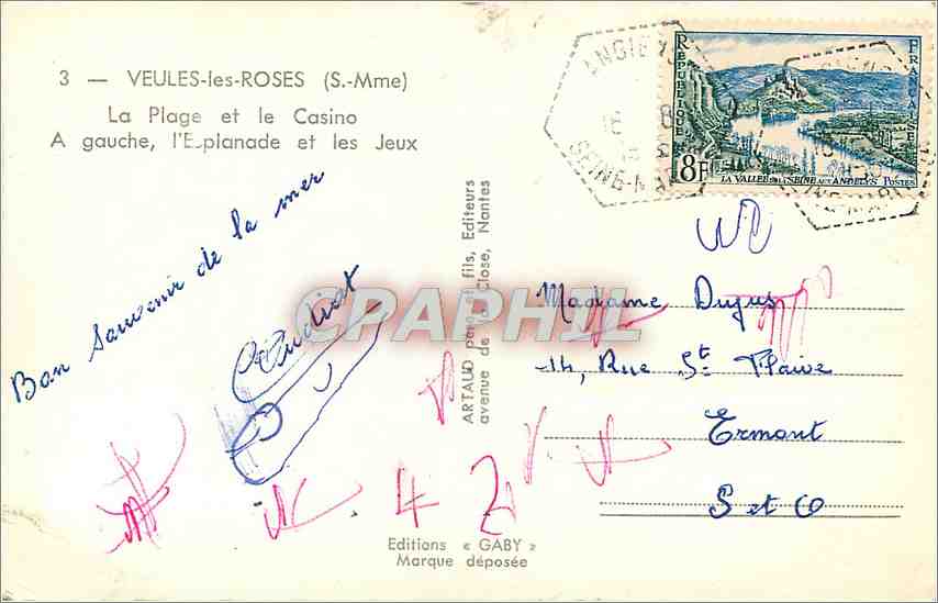 CPM Veules les Roses (S Mme) La Plage et le Casion a gauche l'Esplanade et les Jeux — Rückseite