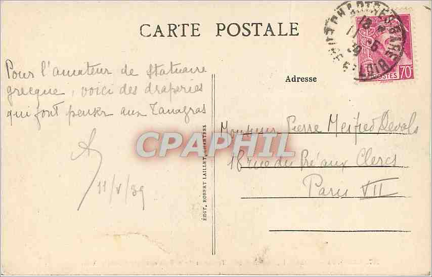 CPA Chartres Cathedrale Portail Nord Tromeau de la Baie Centrale Sainte Anne — Rückseite