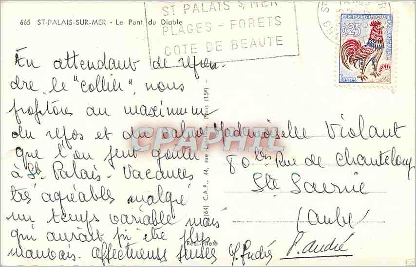 CPM St Palais sur Mer le Pont du Diable — Rückseite