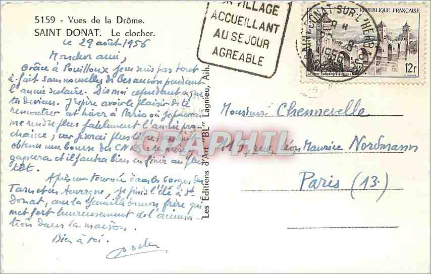 CPM Vues de la Drome Saint Donat le clocher — Rückseite