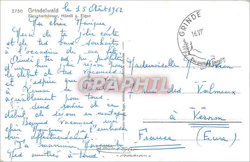 CPM Grindelwald Flescherhorner Hornll u Elger — Rückseite