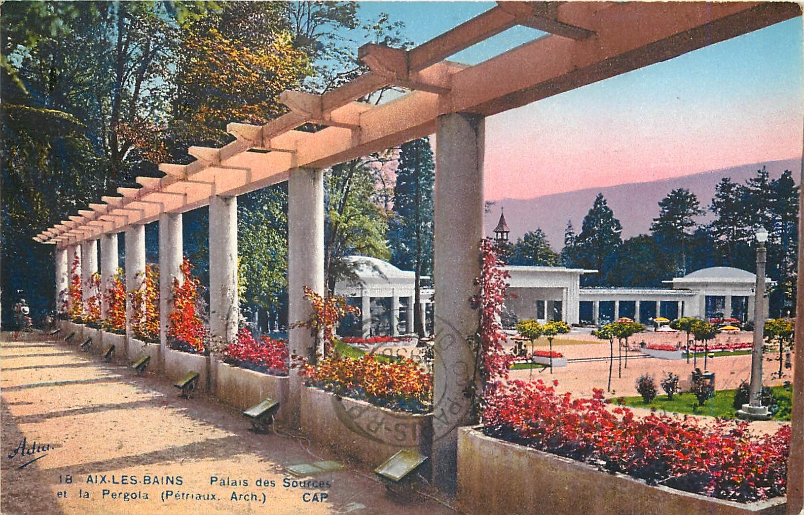 CPM Aix les Bains Palais des Sources et laPergola (Petriaux Arch)