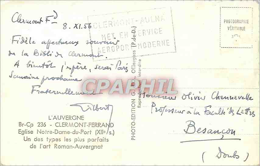 CPM L'Auvergne Clermond Ferrand Eglise Notre Dame du Port (XIIe s) Un des types les plus parfaits de — Rückseite