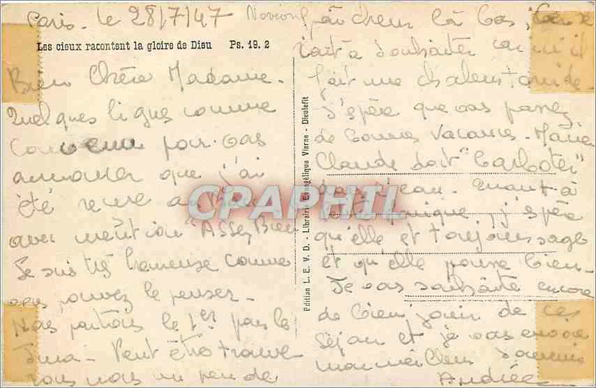 CPM Les cieux racontent la gloire de Dieu — Back
