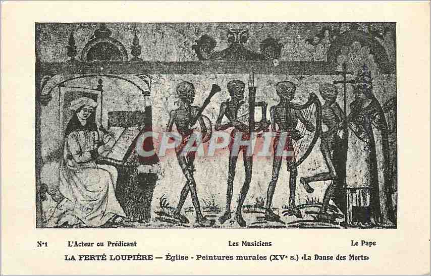 CPM La Ferte Loupiere Eglise Peintures murales (XVe s) la Danse des Morts