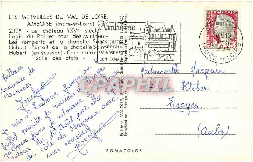 CPM Les Merveilles du Val de Loire Amboise (Indre et Loire) le Chateau (XVe s) — Rückseite