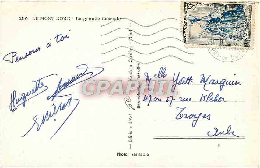 CPM Le Mont Dore La grande Cascade — Rückseite