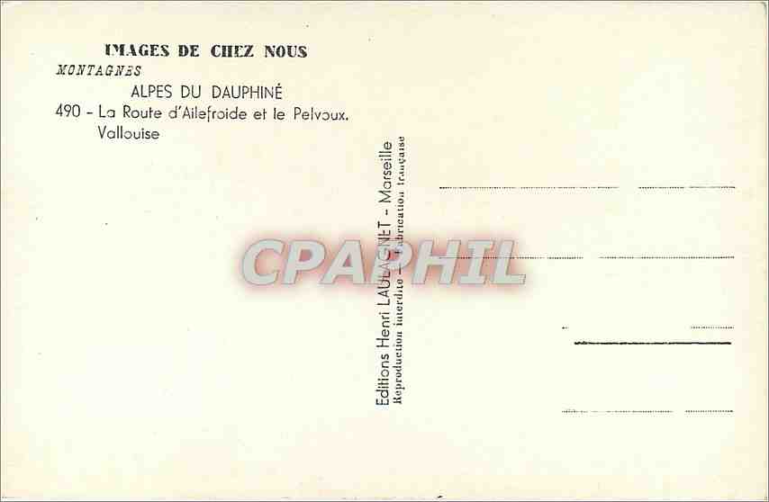 CPM Alpe du Dauphine La Route d'Ailefroide et le Pelvoux vallouise — Verso