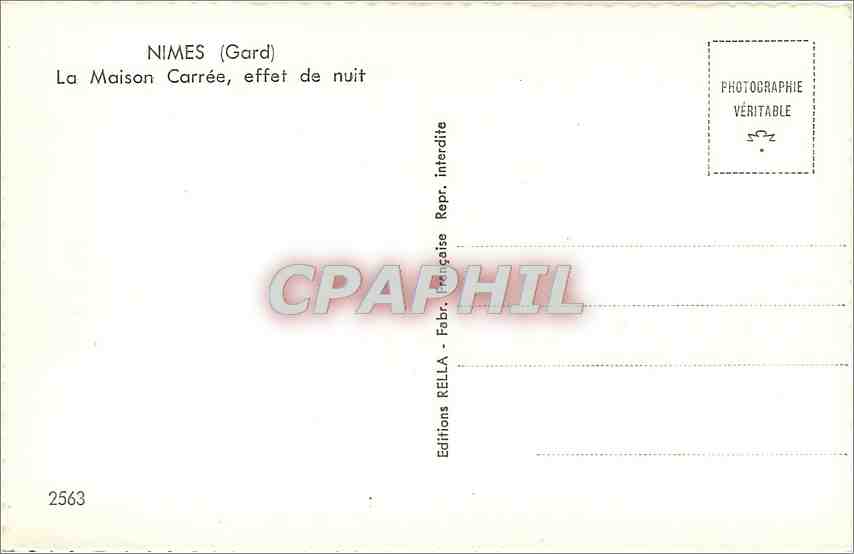 CPM Nimes (Gard) La Maison Carre effet de nuit — Rückseite