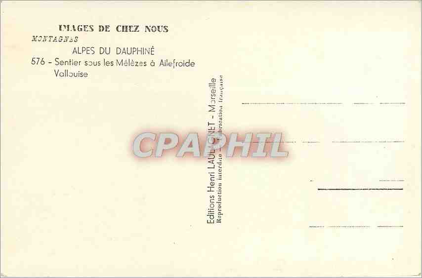 CPM Alpes du Dauphine Sentier sous les Melezes a Ailefroide Vaalouise — Rückseite
