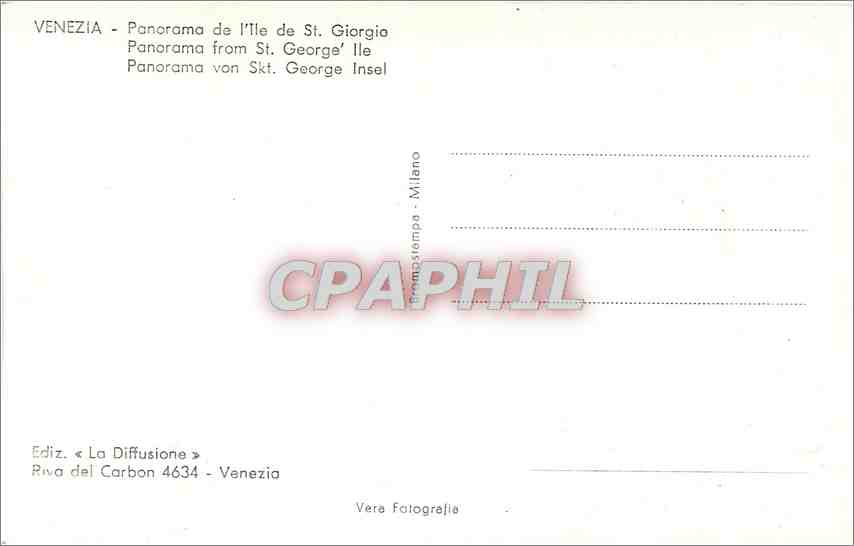 CPM Venezia Panorama dall isola di S Giorgio — Rückseite