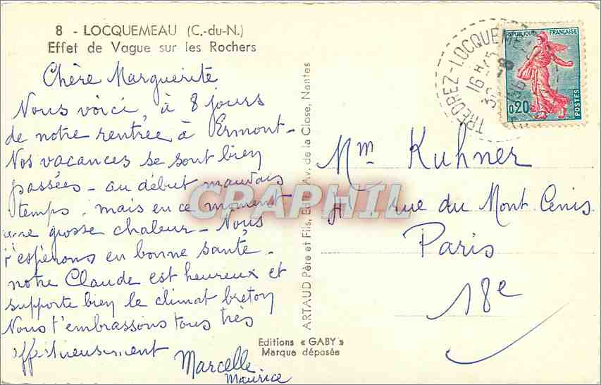 CPM Locquemeau (C du A) Effet de Vague sur les rochers — Rückseite