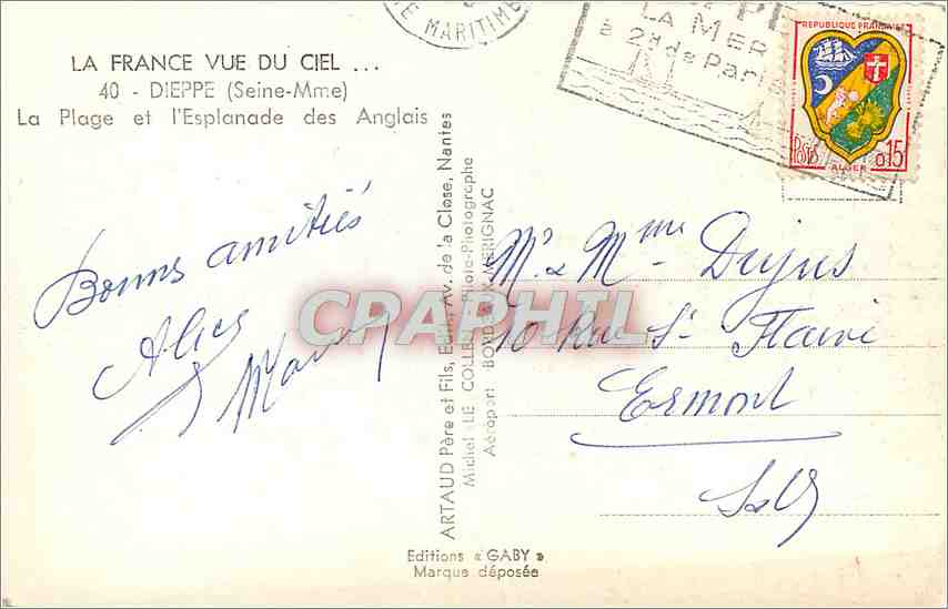 CPM La France Vue du Ciel Dieppe (Seine Mme) La Plage et l'Esplanade des Anglais — Rückseite
